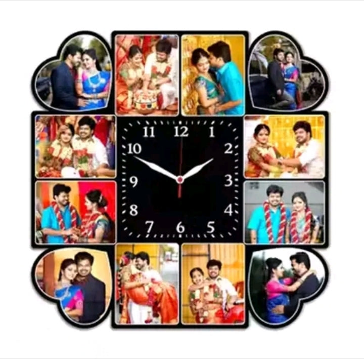 Personalized Custom Photo Wall Clock with Multiple Photos | Acrylic Sublimation Clock for Home & Gift 🎁