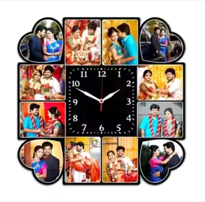 Personalized Custom Photo Wall Clock with Multiple Photos | Acrylic Sublimation Clock for Home & Gift 🎁