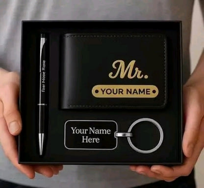 Personalized Men's Gift Hampers & Custom Combo Sets – Luxury Name Engraved Wallets, Passport Covers, Keychains & Photo Wallets