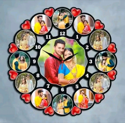 Personalized Custom Photo Wall Clock with Multiple Photos | Acrylic Sublimation Clock for Home & Gift 🎁