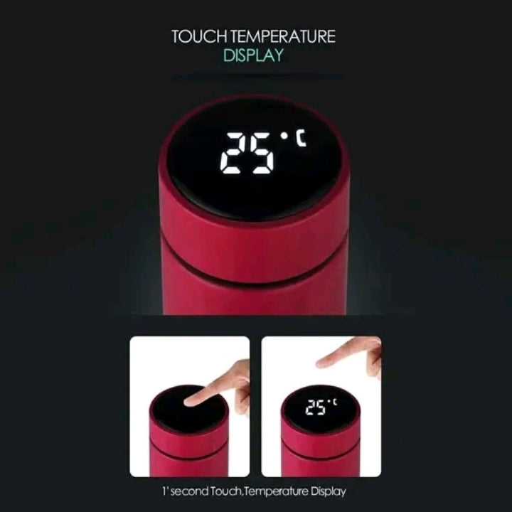 Custom Personalized Water Bottle – LED Temperature Smart Flask, Bamboo Finish & Photo Name Engraved Drinkware