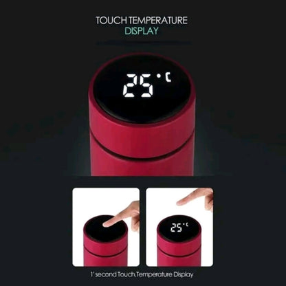 Custom Personalized Water Bottle – LED Temperature Smart Flask, Bamboo Finish & Photo Name Engraved Drinkware