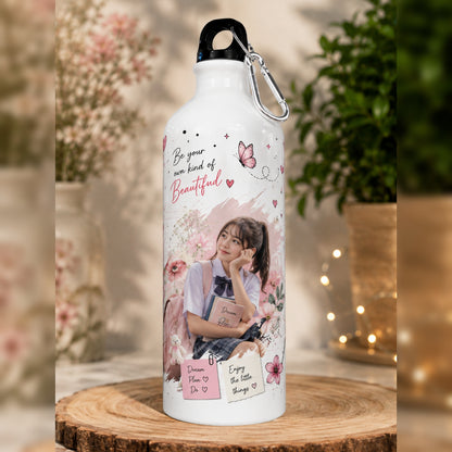 Customized Photo Printed Sipper Bottle✨ with Carabiner Hook🪝| Personalised Metal Water Bottle for Gifts 🎁