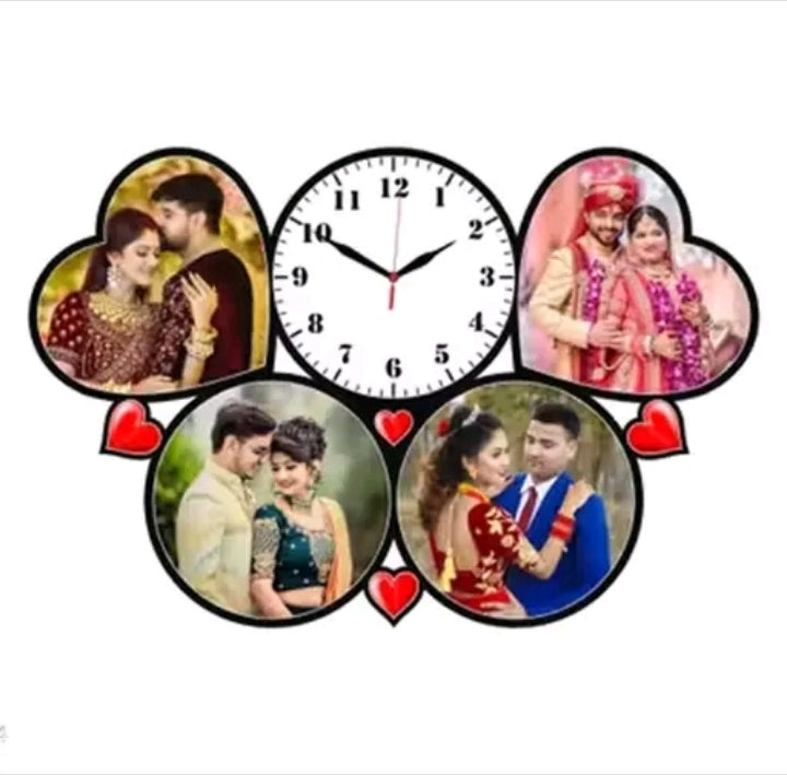 Personalized Custom Photo Wall Clock with Multiple Photos | Acrylic Sublimation Clock for Home & Gift 🎁