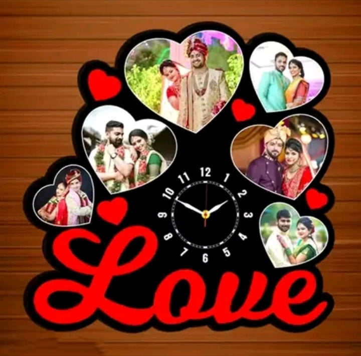 Personalized Custom Photo Wall Clock with Multiple Photos | Acrylic Sublimation Clock for Home & Gift 🎁