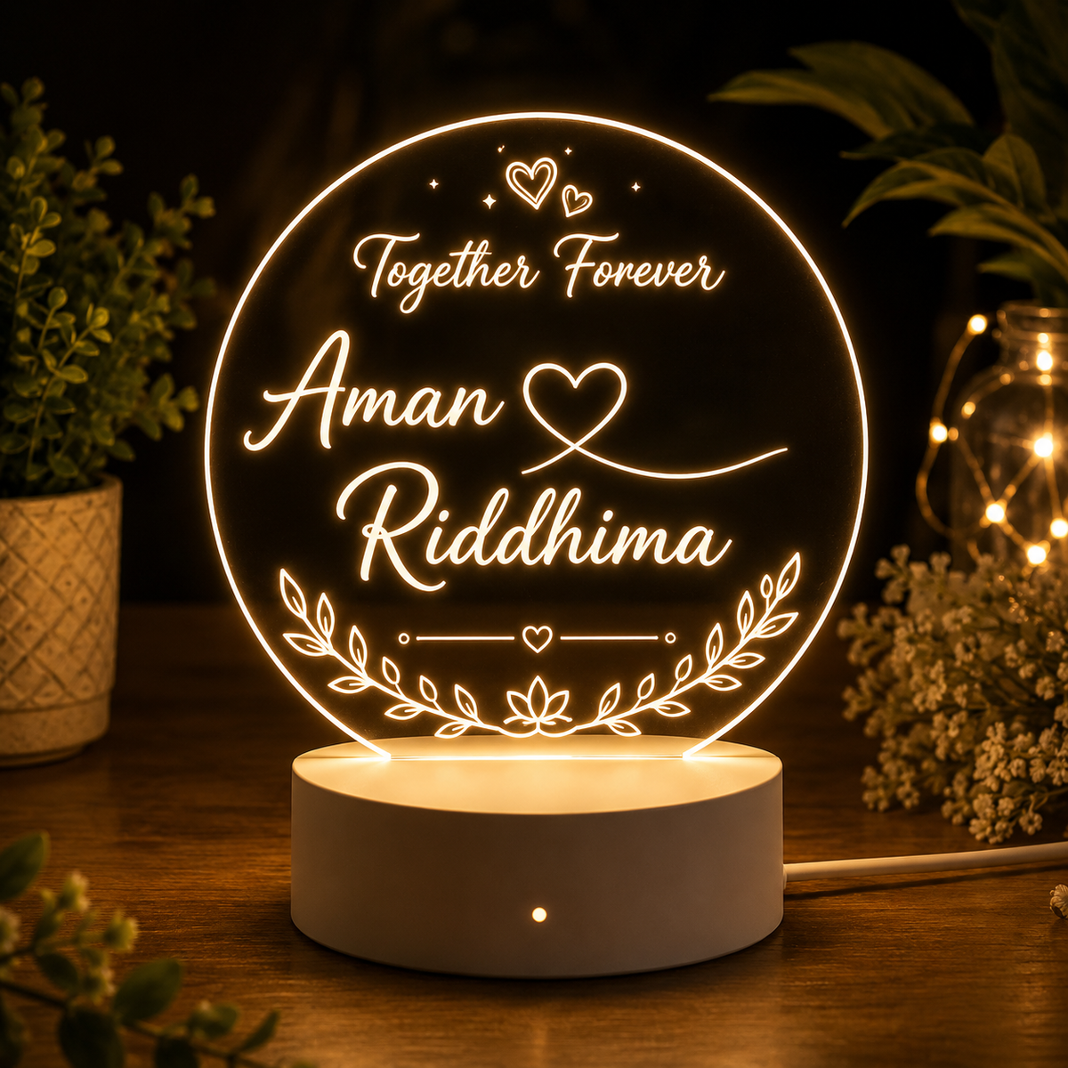 Personalized LED Acrylic Name Plate | Custom Couple Gift & Anniversary Decor