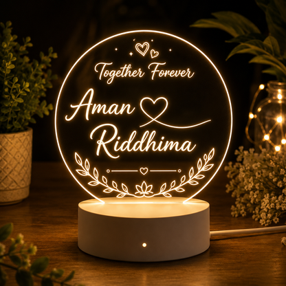Personalized LED Acrylic Name Plate | Custom Couple Gift & Anniversary Decor