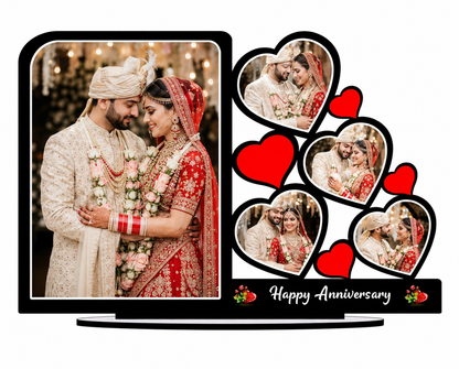 Customized Anniversary Photo Frame with Multiple Photo Slots & Romantic Hearts Design