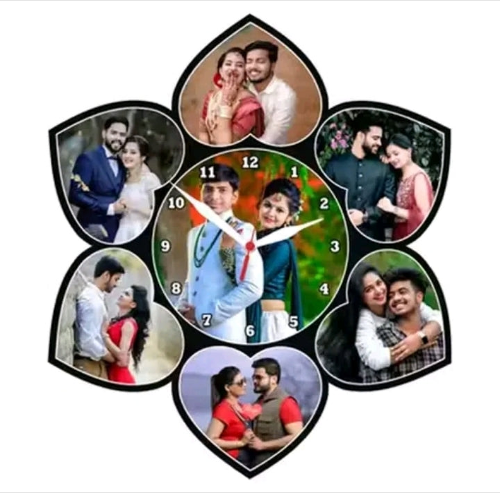 Personalized Custom Photo Wall Clock with Multiple Photos | Acrylic Sublimation Clock for Home & Gift 🎁