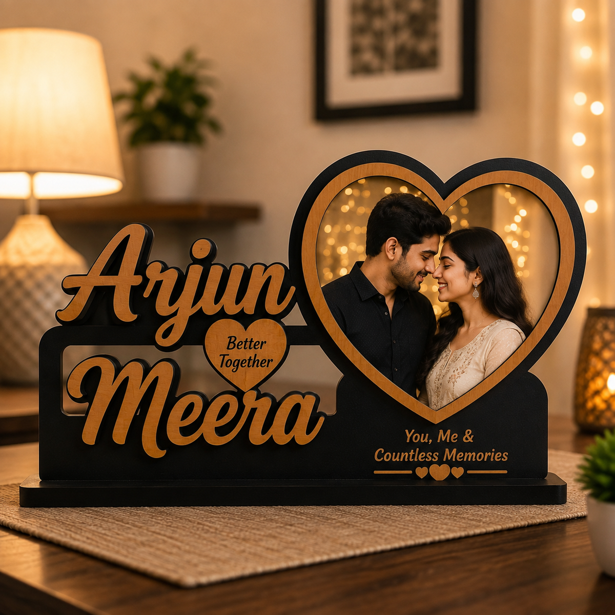 Customized Anniversary Photo Frame with Multiple Photo Slots & Romantic Hearts Design