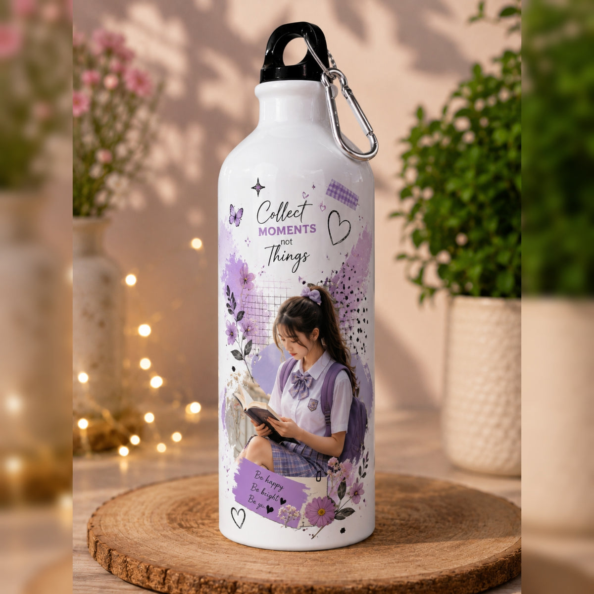 Customized Photo Printed Sipper Bottle✨ with Carabiner Hook🪝| Personalised Metal Water Bottle for Gifts 🎁