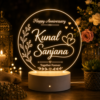 Personalized LED Acrylic Name Plate | Custom Couple Gift & Anniversary Decor