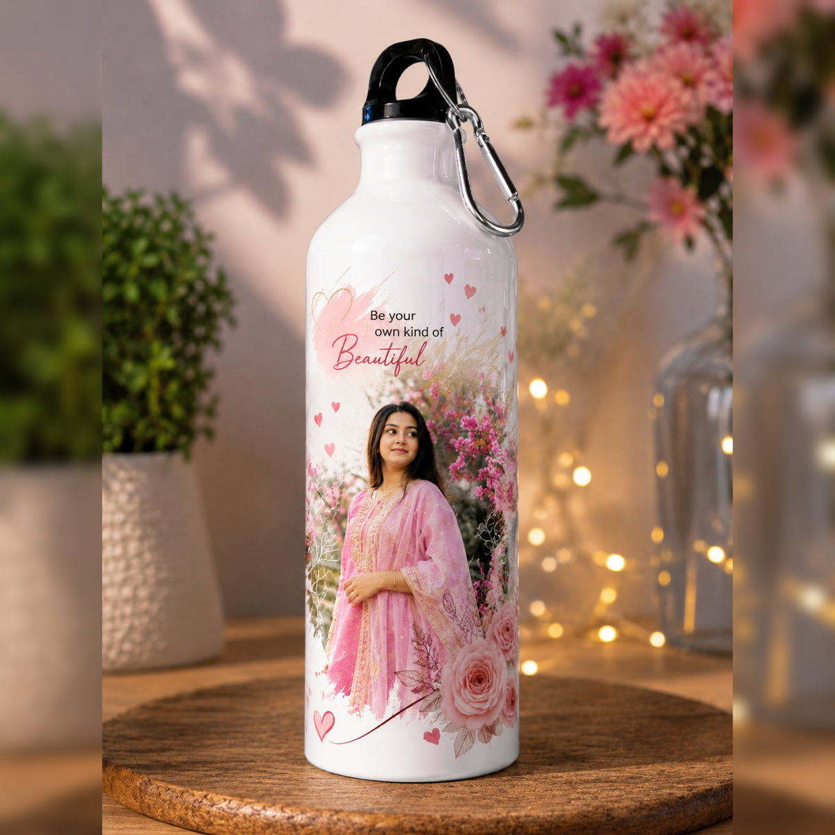 Customized Photo Printed Sipper Bottle✨ with Carabiner Hook🪝| Personalised Metal Water Bottle for Gifts 🎁