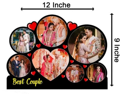 Customized Anniversary Photo Frame with Multiple Photo Slots & Romantic Hearts Design