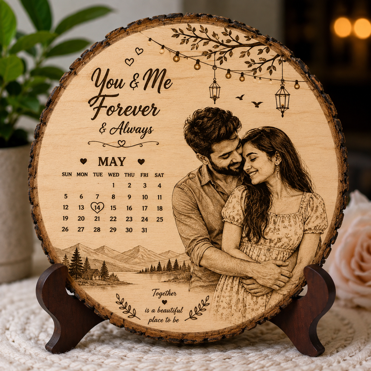 Personalized Wooden Photo Plaque for Girls | Custom Engraved Wooden Calendar Gift 🎁