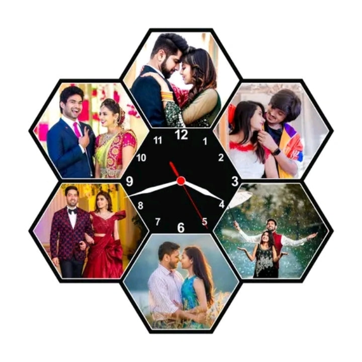 Personalized Custom Photo Wall Clock with Multiple Photos | Acrylic Sublimation Clock for Home & Gift 🎁