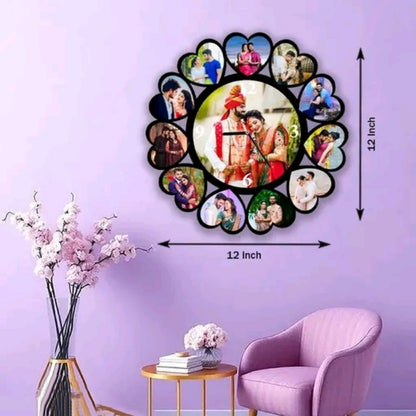 Personalized Custom Photo Wall Clock with Multiple Photos | Acrylic Sublimation Clock for Home & Gift 🎁