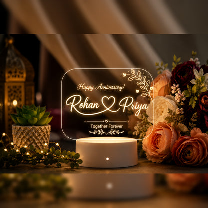 Personalized LED Acrylic Name Plate | Custom Couple Gift & Anniversary Decor