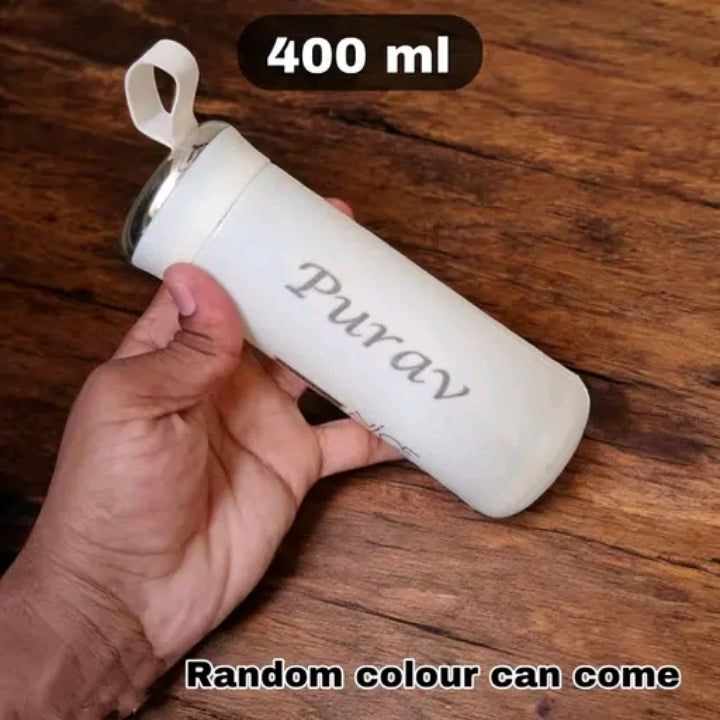 Custom Personalized Water Bottle – LED Temperature Smart Flask, Bamboo Finish & Photo Name Engraved Drinkware