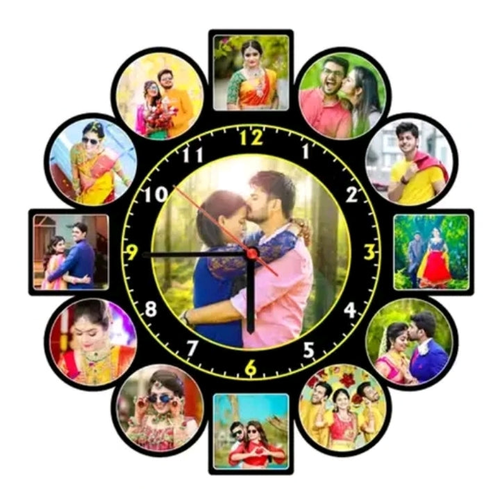 Personalized Custom Photo Wall Clock with Multiple Photos | Acrylic Sublimation Clock for Home & Gift 🎁