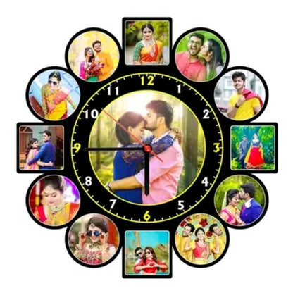 Personalized Custom Photo Wall Clock with Multiple Photos | Acrylic Sublimation Clock for Home & Gift 🎁