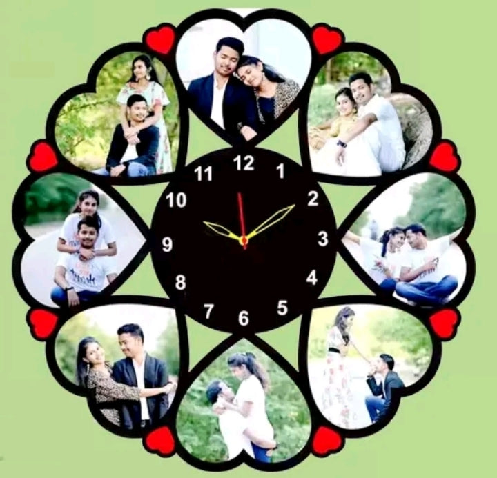 Personalized Custom Photo Wall Clock with Multiple Photos | Acrylic Sublimation Clock for Home & Gift 🎁