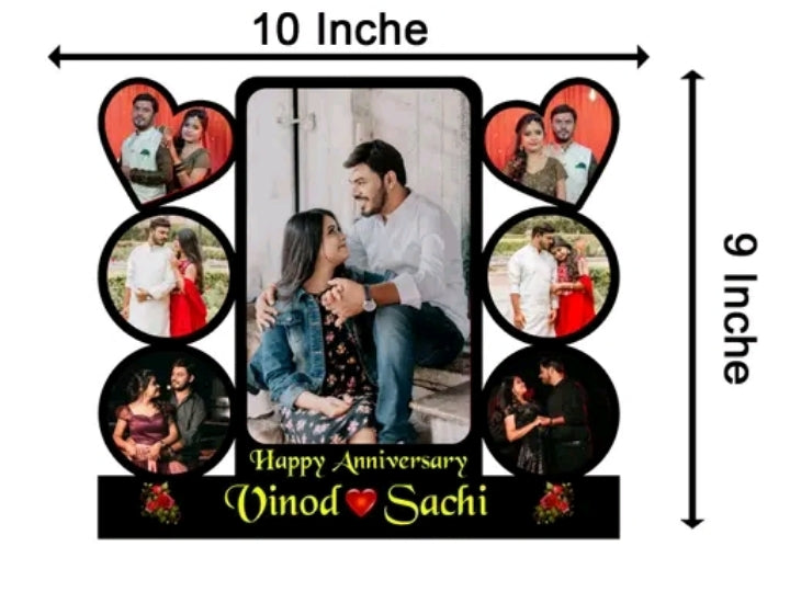 Customized Anniversary Photo Frame with Multiple Photo Slots & Romantic Hearts Design