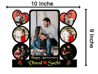 Customized Anniversary Photo Frame with Multiple Photo Slots & Romantic Hearts Design