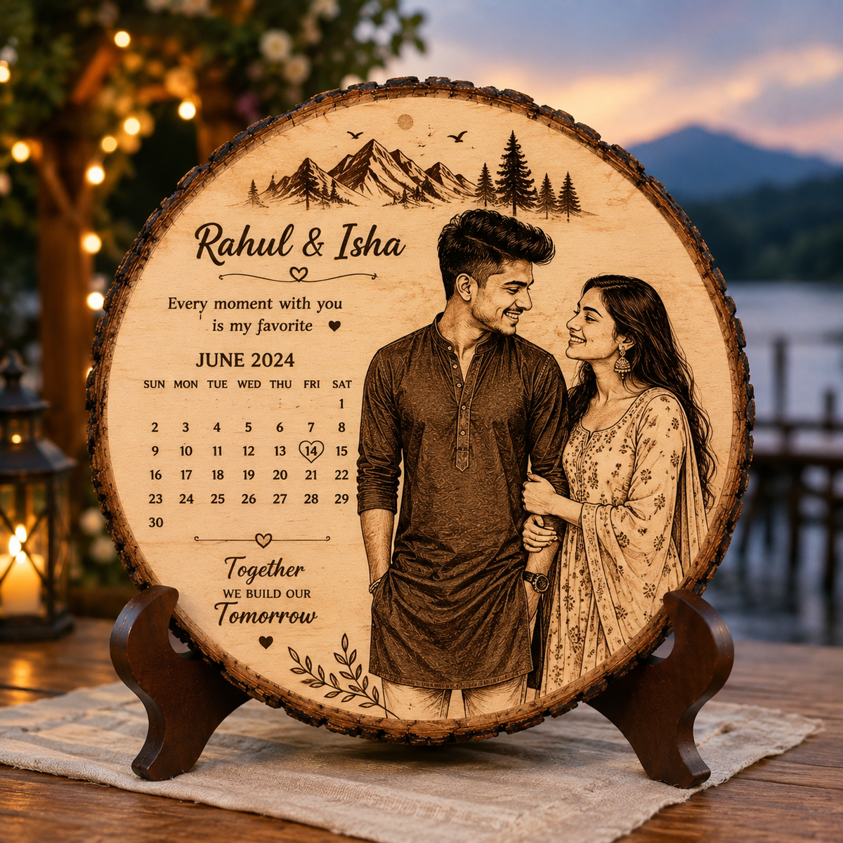 Personalized Wooden Photo Plaque for Girls | Custom Engraved Wooden Calendar Gift 🎁