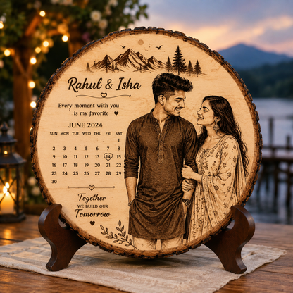 Personalized Wooden Photo Plaque for Girls | Custom Engraved Wooden Calendar Gift 🎁