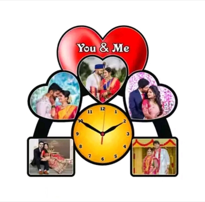 Personalized Custom Photo Wall Clock with Multiple Photos | Acrylic Sublimation Clock for Home & Gift 🎁