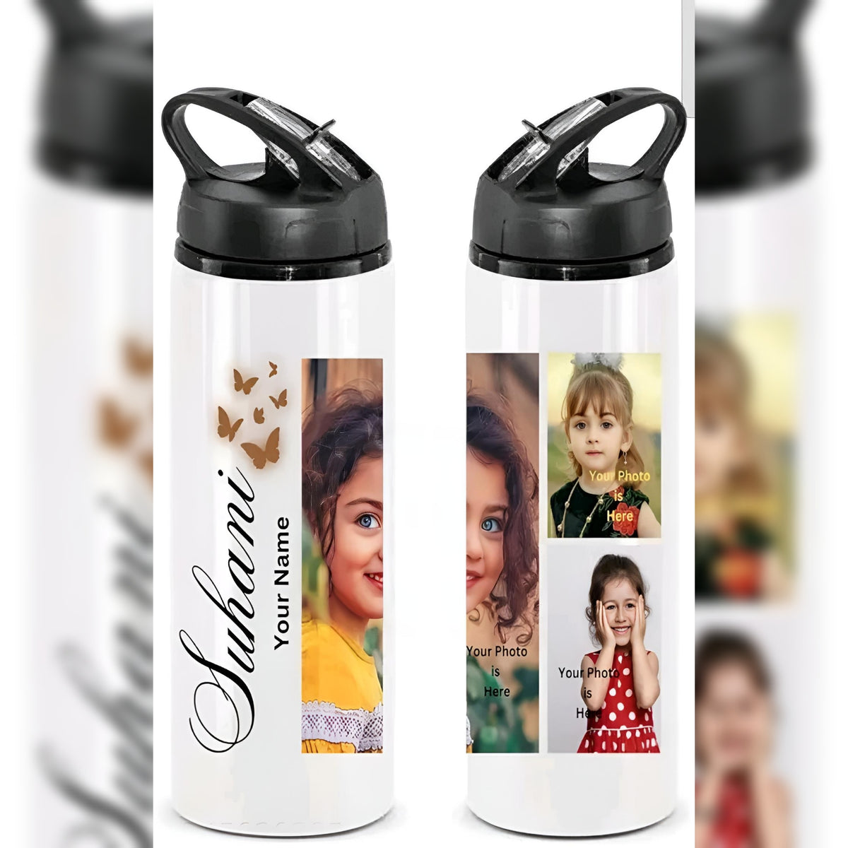Custom Personalized Water Bottle – LED Temperature Smart Flask, Bamboo Finish & Photo Name Engraved Drinkware