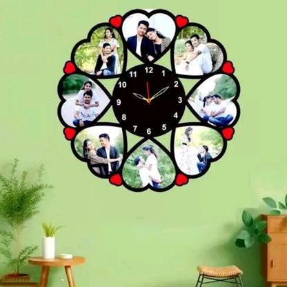 Personalized Custom Photo Wall Clock with Multiple Photos | Acrylic Sublimation Clock for Home & Gift 🎁