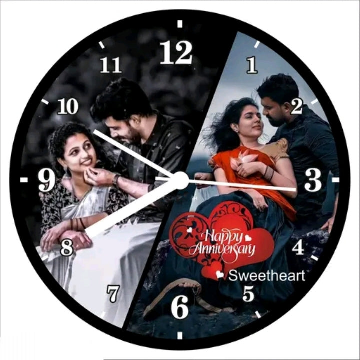 Personalized Custom Photo Wall Clock with Multiple Photos | Acrylic Sublimation Clock for Home & Gift 🎁