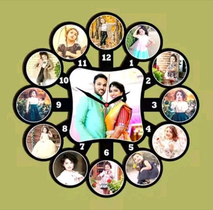 Personalized Custom Photo Wall Clock with Multiple Photos | Acrylic Sublimation Clock for Home & Gift 🎁