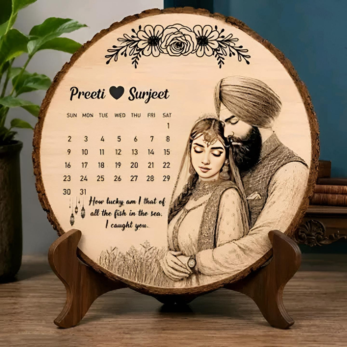 Personalized Wooden Photo Plaque for Girls | Custom Engraved Wooden Calendar Gift 🎁
