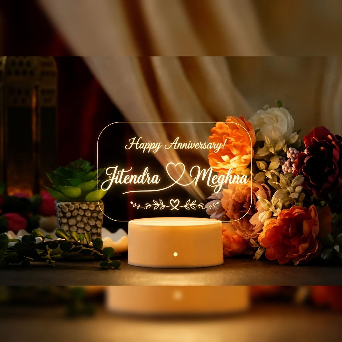 Personalized LED Acrylic Name Plate | Custom Couple Gift & Anniversary Decor