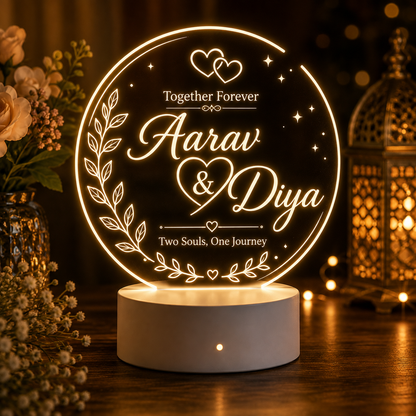 Personalized LED Acrylic Name Plate | Custom Couple Gift & Anniversary Decor
