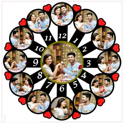 Personalized Custom Photo Wall Clock with Multiple Photos | Acrylic Sublimation Clock for Home & Gift 🎁